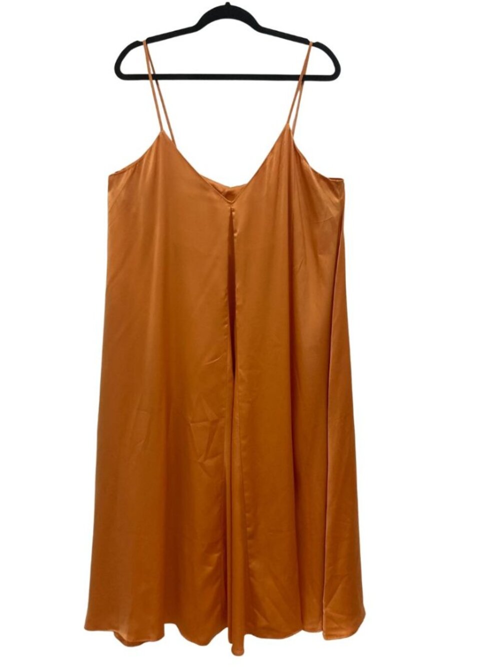 H & M Satiny Feely Oversized Spaghetti Strap Gown Orange Size Large